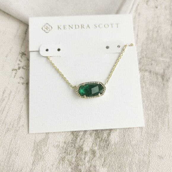 Kendra Scott Jewelry - Kendra Scott Gold Green Cat's Eye Necklace - Elisa